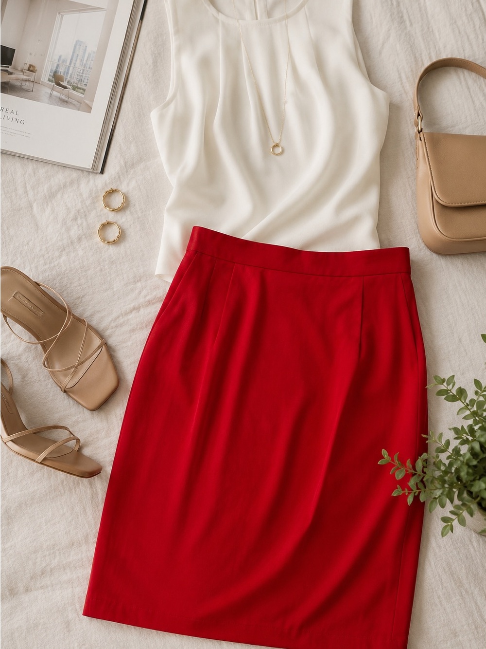 Women's Red Pencil Skirt — Sleek Work-to-Event Style